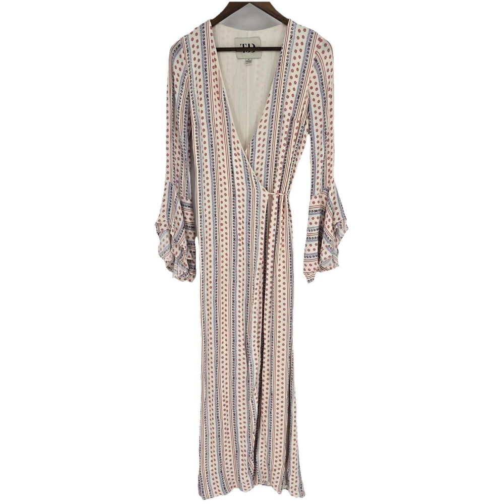 The Jetset Diaries Boho Chic Wrap Dress Small Festival V Neck Bell Sleeve